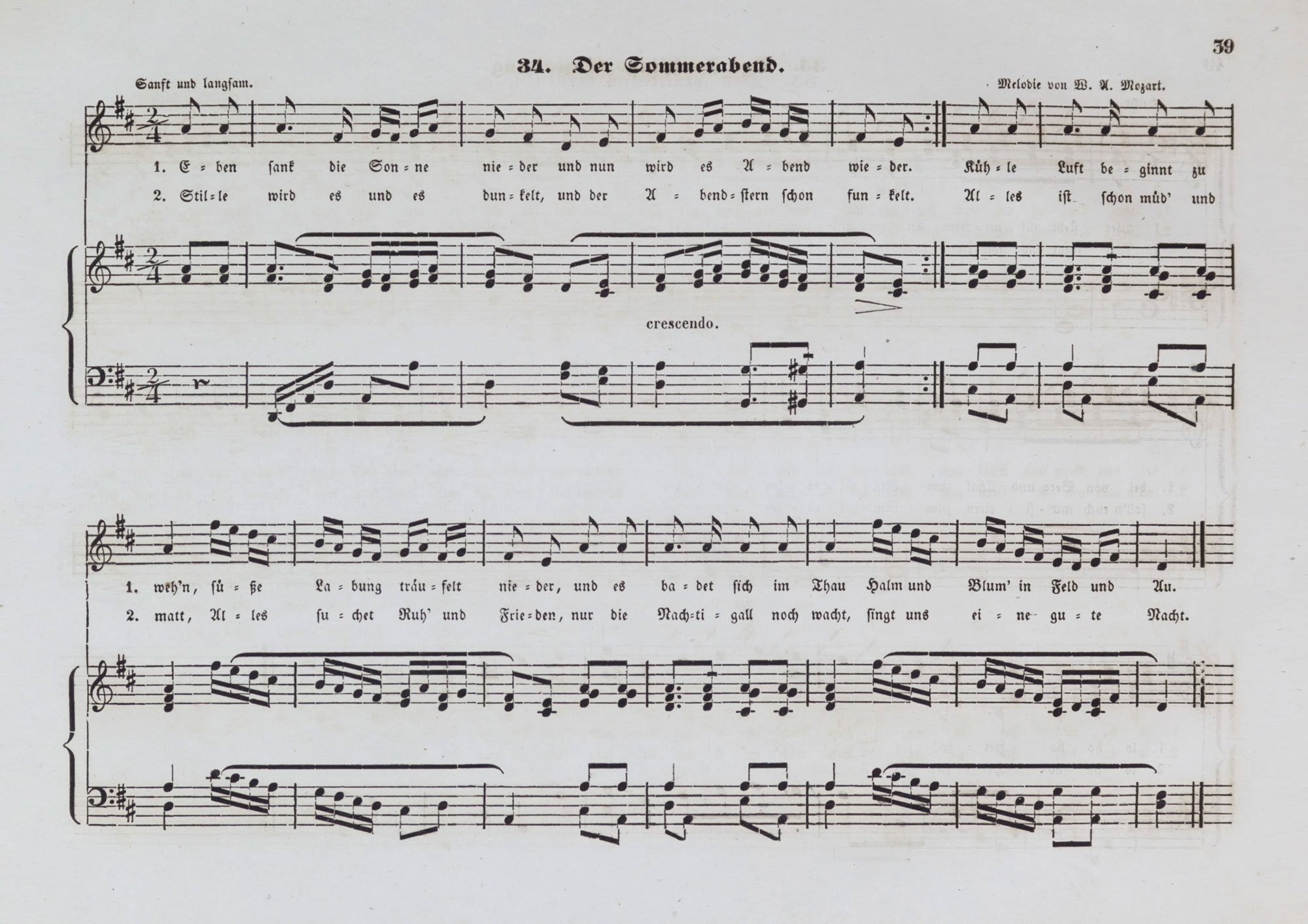 Der Sommerabend – Notenblatt